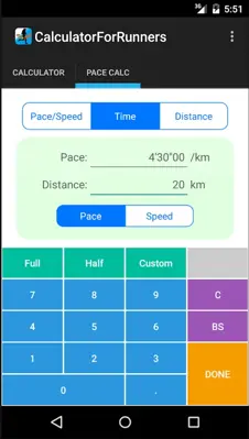 Calculator for Runners android App screenshot 1